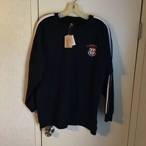 Five Star General Navy London Union Jack Crest Graphic Sweatshirt Top  M